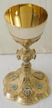 Solid silver gilt antique French Gothic Chalice.